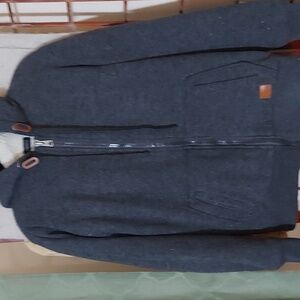 Buffalo David Bitton Grey Long Sleeve Sherpa Fleece Hooded Zip Jacket SZ M